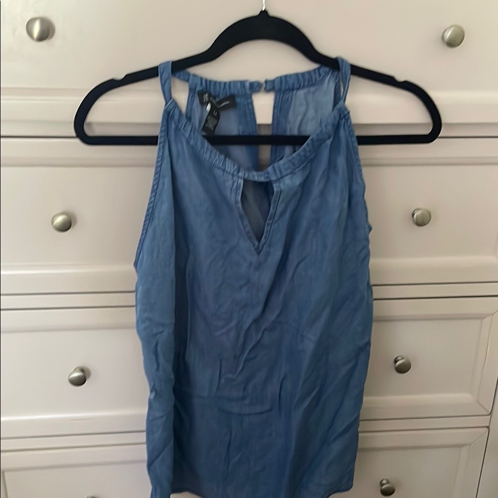 INC International Concepts Blue Keyhole Tank Top